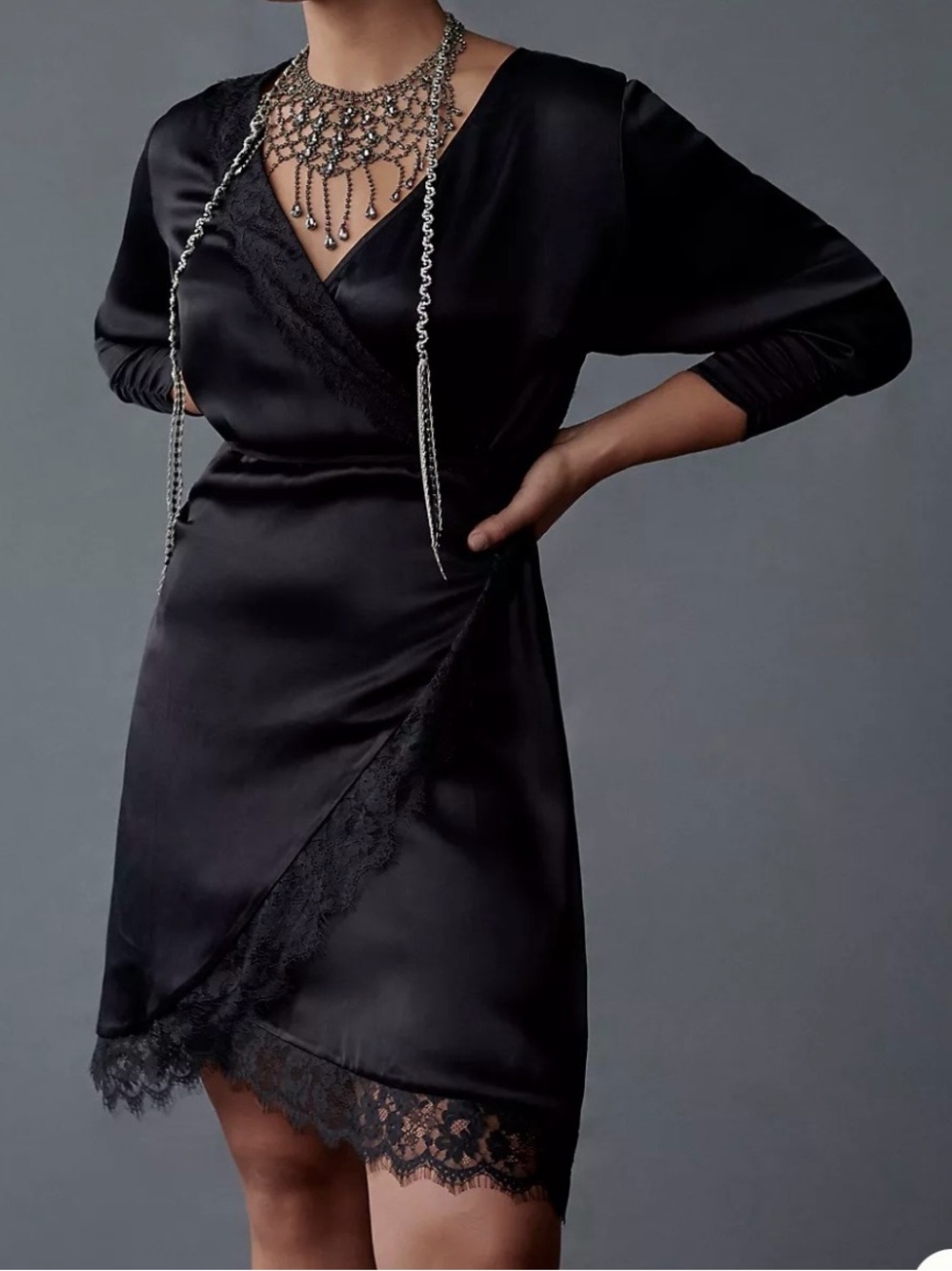 By Anthropologie Lace-Trimmed Wrap Dress